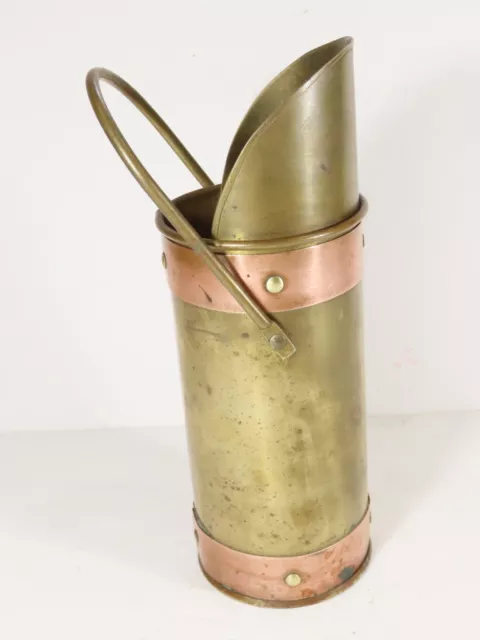 Vintage Brass Copper Coal Ash Scuttle Bucket 8" C6112