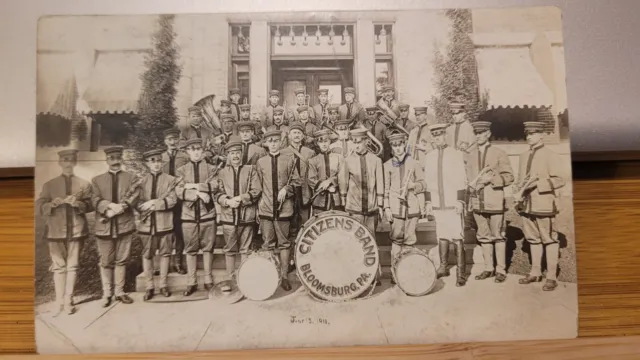 Citizens Band Bloomsburg, PA June 1911 Postcard Unmarked Columbia County