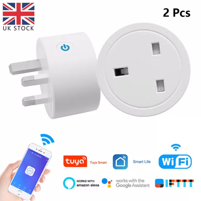 2x Wireless WiFi Smart Plug Sockets Power Socket For Amazon Alexa Google Home UK