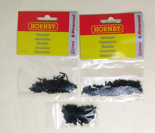 Hornby TT8025 TT Power Track Pins - Spare Parts And Train Accessories OO Gauge Model Railway Sets, Coupling And Modelling Tools - 4 X Power Track Pins - Scale 1:120, Black