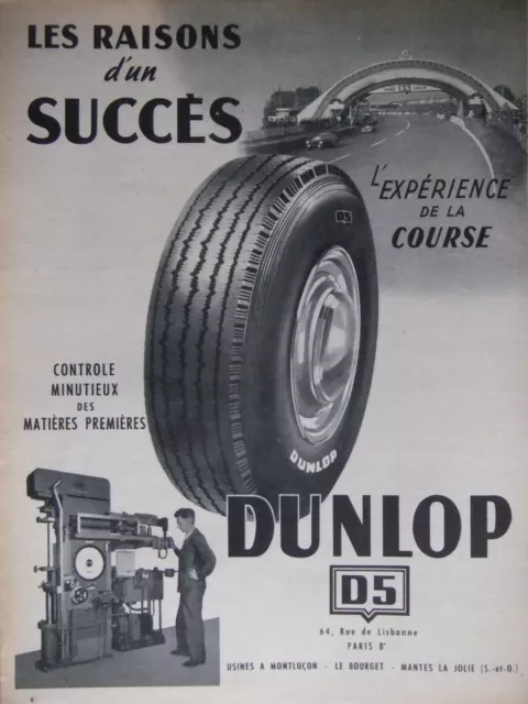Publicité Presse 1953 Pneus Dunlop D5 - L'expérience De La Corse - Advertising