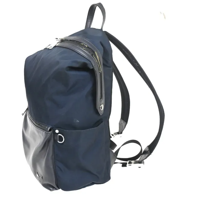 FENDI Logo BAG BUGS Monster Backpack Bag Nylon Leather Navy Blue Black 38YC986 2
