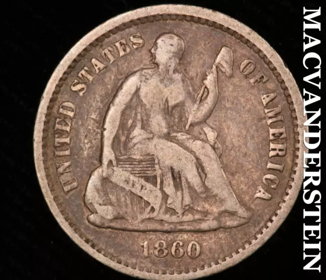 1860-O Seated Liberty Half Dime - Scarce  Semi-key  Better Date  #U3408