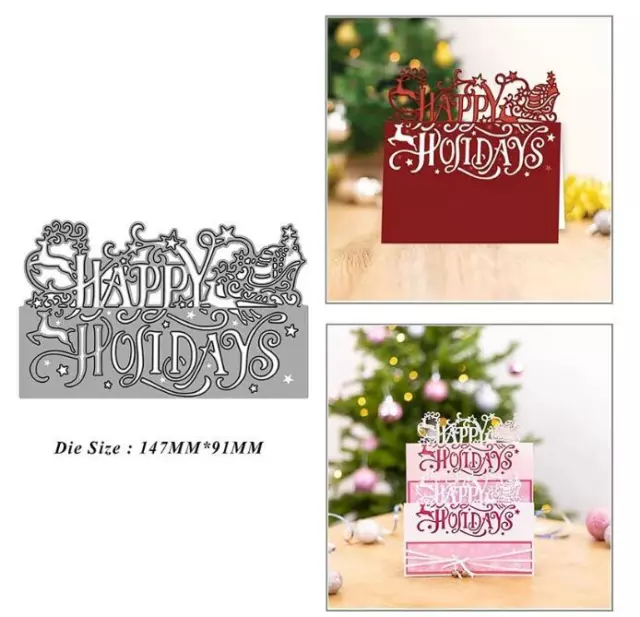 Merry Christmas Holidays Lace Metal Cutting Dies Scrapbooking Stanzschablonen