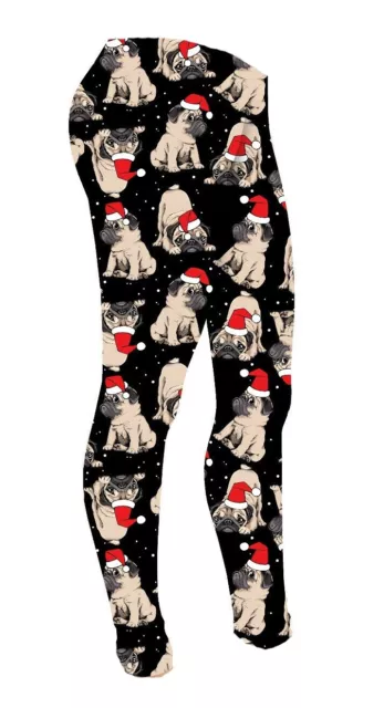 Leggings carini con stampa cani Babbo Natale bambini/ragazze taglia 5-10 anni amanti degli animali domestici Natale 3