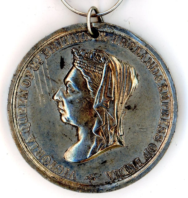 Queen Victoria Diamond Jubilee medal medallion Bootle white metal #53 antique