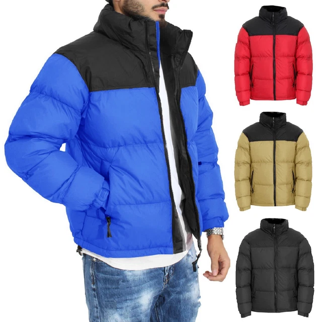 Piumino Uomo Invernale Giubbotto Imbottito Cappuccio Bomber Verde Blu Rosso Nero