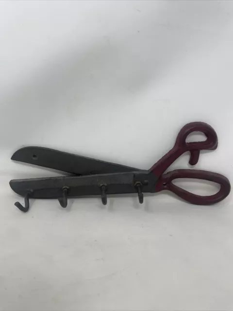 Cast Iron Scissors Key Rack Shears Wall Mount Coat Jacket Hook Holder Rustic