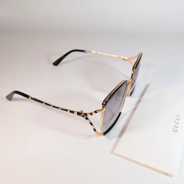 gucci gg0496s women sunglasses black & brown