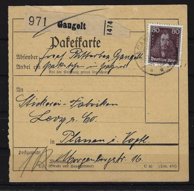 G539) Deutsches Reich Nr. 397 auf Postkarte