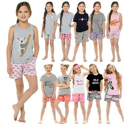 Girls Short Pyjamas Kids Jersey Summer Short Sleeved Pyjama Set Nightwear PJs
