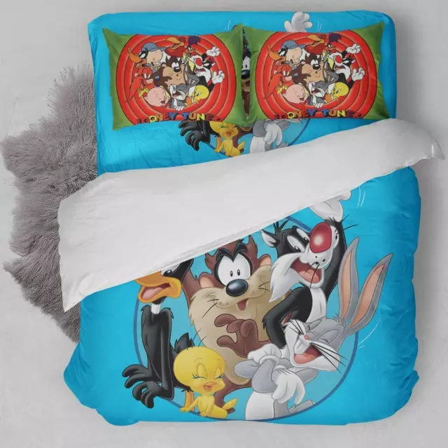 Cartoon Gift Idea Looney Tunes Full Bedding Duvet Cover Set (4pcs)