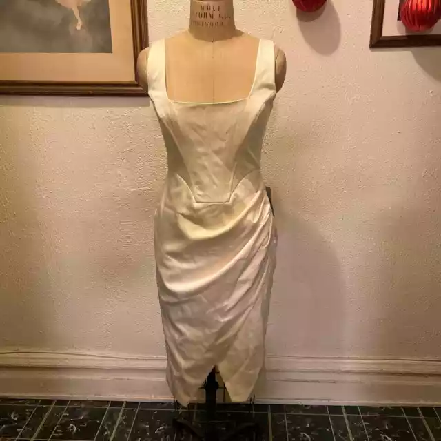 Lavish Alice Corset Draped Wrap Sheath Midi Dress NWT Size 8