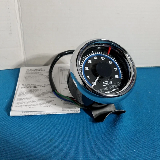 Old school Sun Super tach II 8k Tachometer hot rod muscle car accessory tach Old school Sun Super tach II 8k Tachometer hot rod muscle car accessory tach