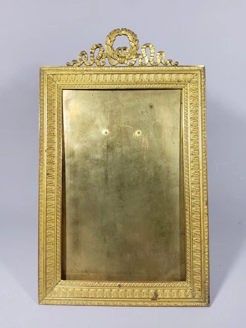 GRAND CADRE ANCIEN Napoléon porte photo verre biseauté Arrondis bronze