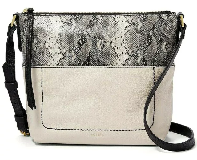 Fossil Amelia Python White Leather Crossbody Handbag SHB2303874 NWT $168 Retail