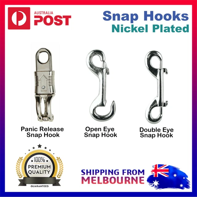 SNAP HOOK NICKEL Plated Open Eye Panic Release Double Eye Carabiner