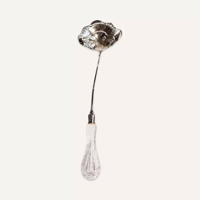 Late 19th Century Silver-Plated Punch Ladle With Cut Crystal Handle