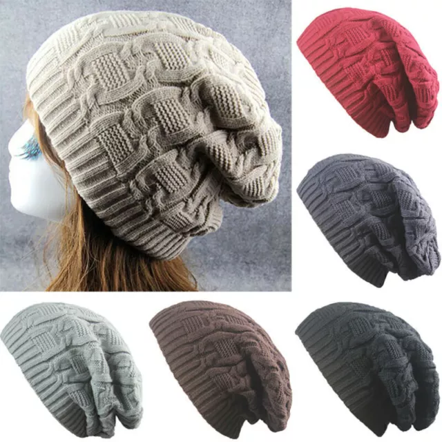Womens Beanie Hat Cap Slouch Winter Unisex Knit Baggy Warm Crochet Caps Bonnet