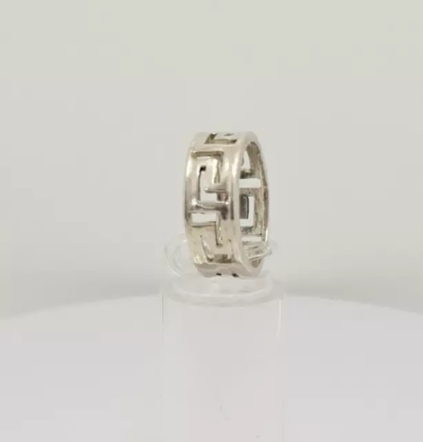 Fabulous Meander Greek Key Band Ring 925 Silver Size Q~Q1/2 Weight 5.40 g #19344