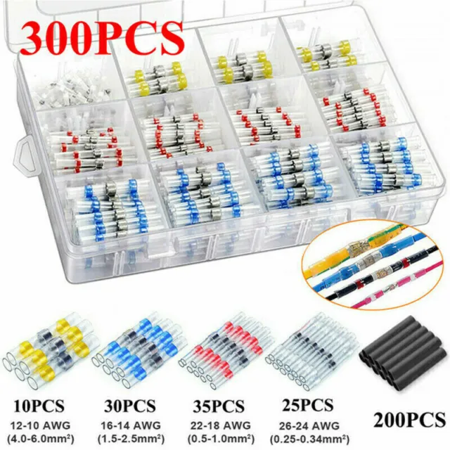 300PCS wasserdichte Lötdrahtverbinder & Wärmeschrumpf-Crimpverbinder