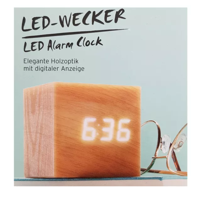 PicClick in EUR Wecker LED TCM 29,99 - digitaler Holzoptik TCHIBO mit DE Anzeige