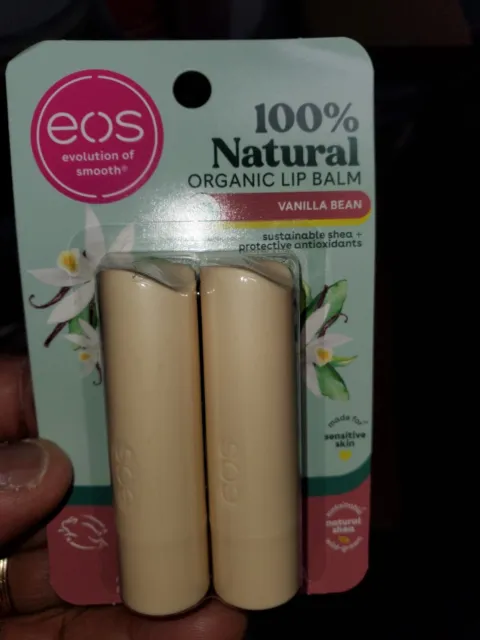 eos Organic Lip Balm Stick, Vanilla Bean, 0.14 oz, 2 Ct