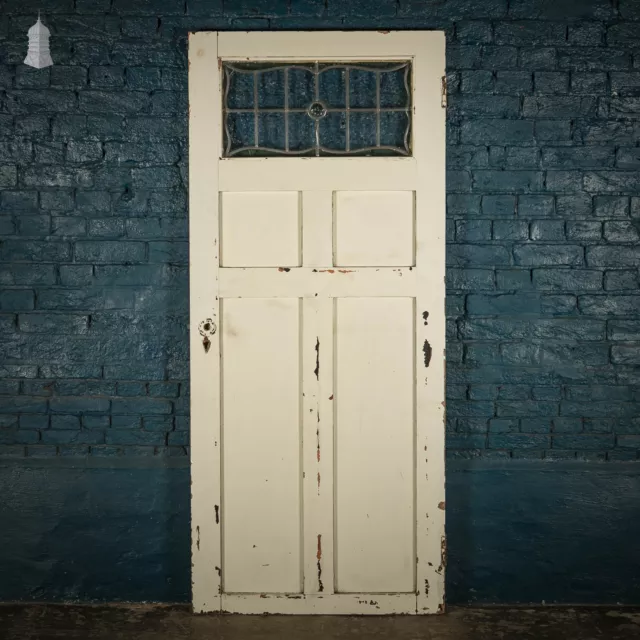 Glazed Pine Door, Victorian Panelled Door with Leaded Glass