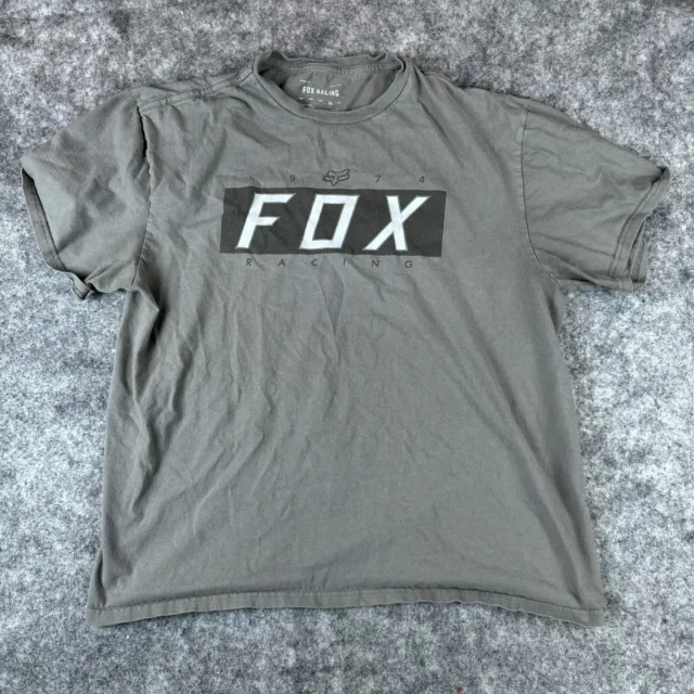 Fox Shirt Mens XL Gray Short Sleeve Racing Motocross Dirt Bike Graphic Tee