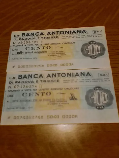 Miniassegni Banca Antoniana Di Padova E Trieste - Lotto Ml1551  (N. 2 Emissioni)