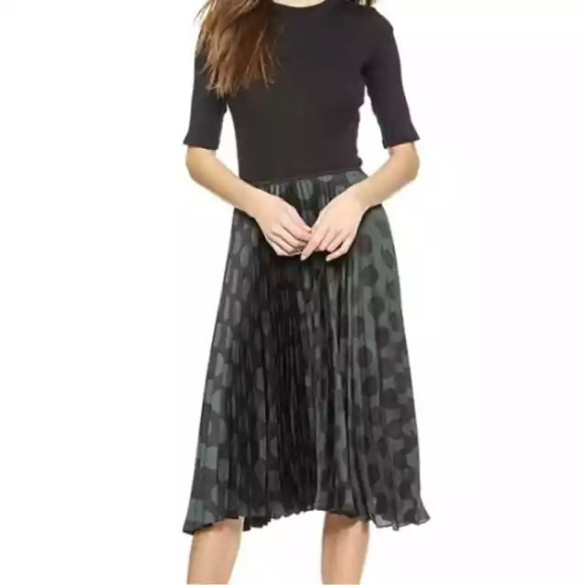 Theory Zeyn Pleated Dotted Chiffon Skirt Size Large