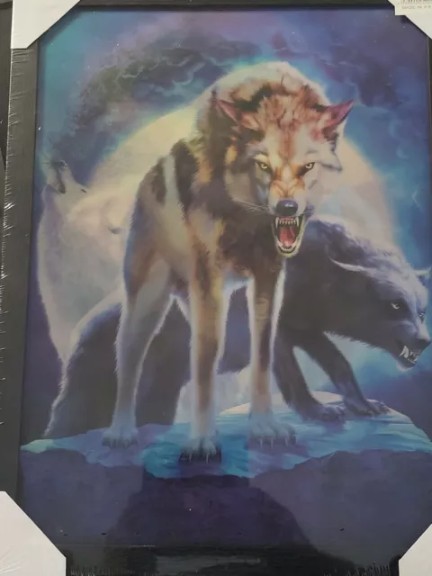 3 Dimension 3D WOLF 3-in-1 Framed Lenticular Picture