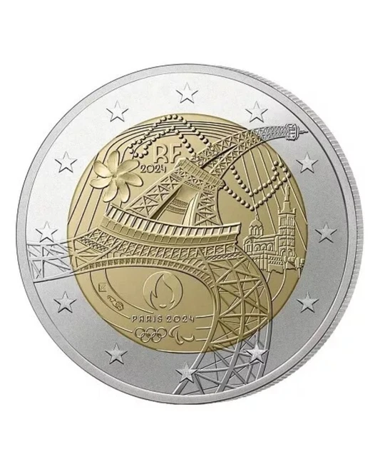 2 EURO FRANCE 2024 / Jo .Tour Eiffel / Disponible * Neuve De Rouleau