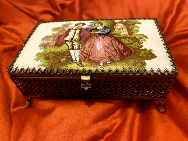 Boîte à Bijoux Vintage En Onyx Vert - Coffret Ancien, Occasion En Très Bon état (TBE)