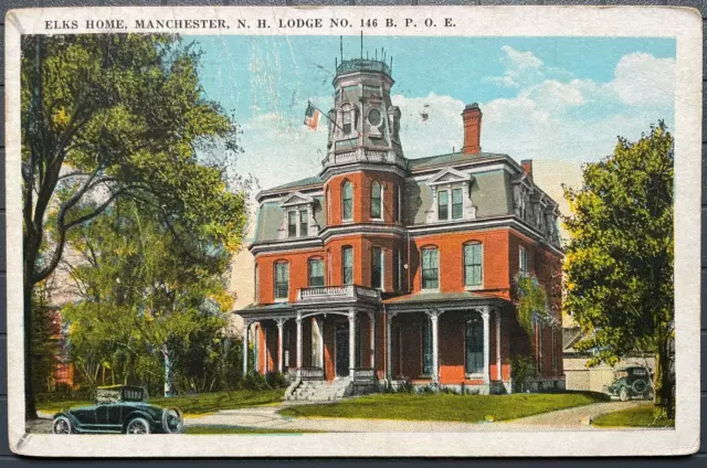 Vintage Postcard 1935 BPOE Elks Home Manchester Lodge #146, New Hampshire
