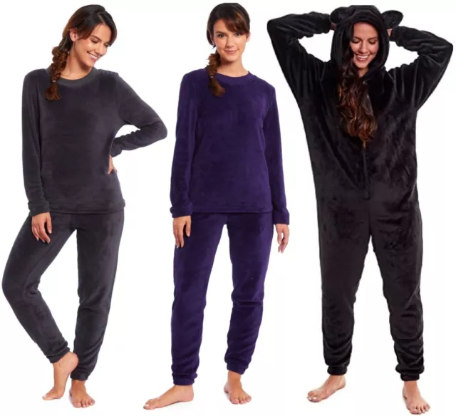 EX STORE THICK Womens Ladies Pyjamas set Supersoft Fleece Long Sleeve Nightwear