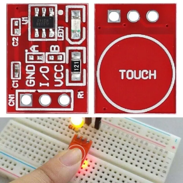 Compact TTP223 Red Touch Button Modular Self Locking Micro Capacitive Switch