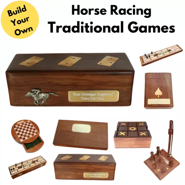 Horse Racing Traditional Wooden Games With Free Engraving