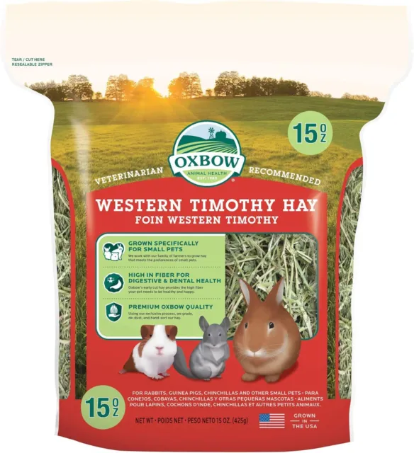 OXBOW Animal Health Western Timothy Hay for Rabbits Guinea Pigs Chinchilla 15 oz