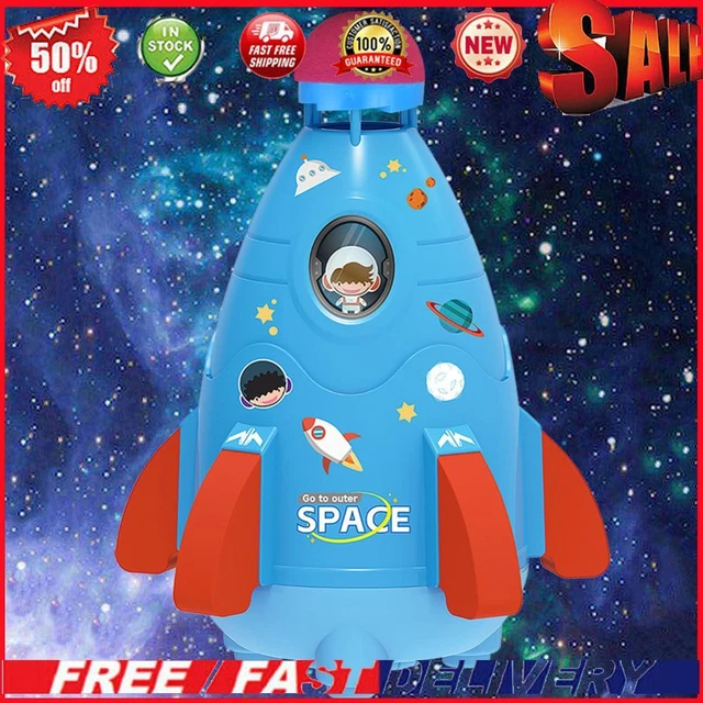 Space Rocket Sprinklers Rotating Water Powered Launcher Summer Fun Toys (Blue)