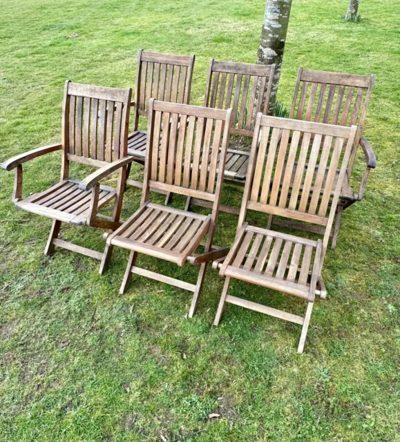 6 Teak Garden Folding Chairs