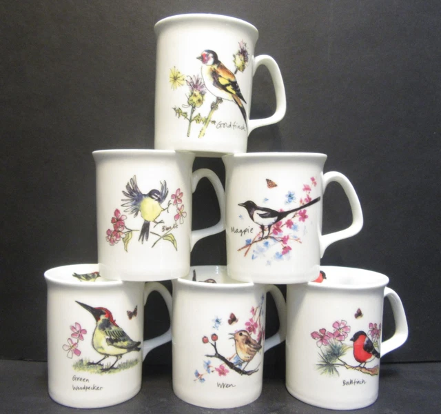 Birds A set of 6 fine bone china different bird mugs - China Cave Pottery