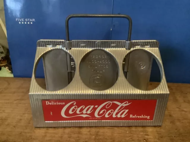 Vintage COCA COLA COKE 1950’s Aluminum Metal 6-Pack Bottle Carrier Holder