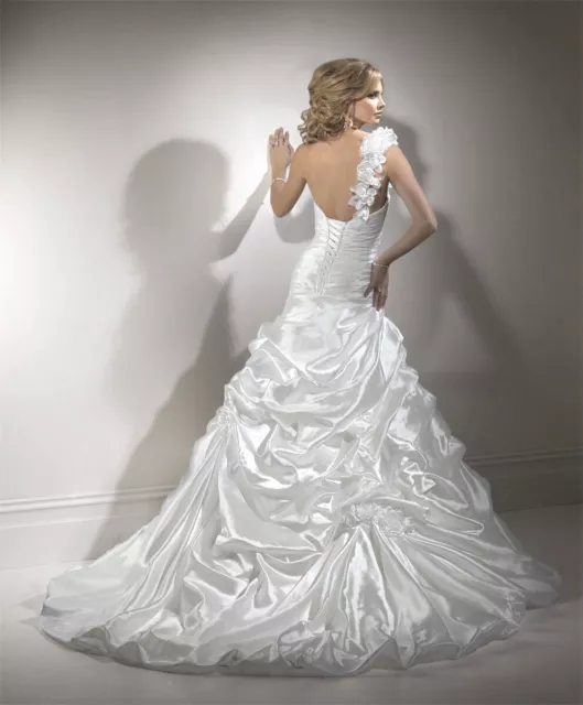 $1499💕 MAGGIE SOTTERO 8 White Organza Strapless Corset Wedding Dress ...
