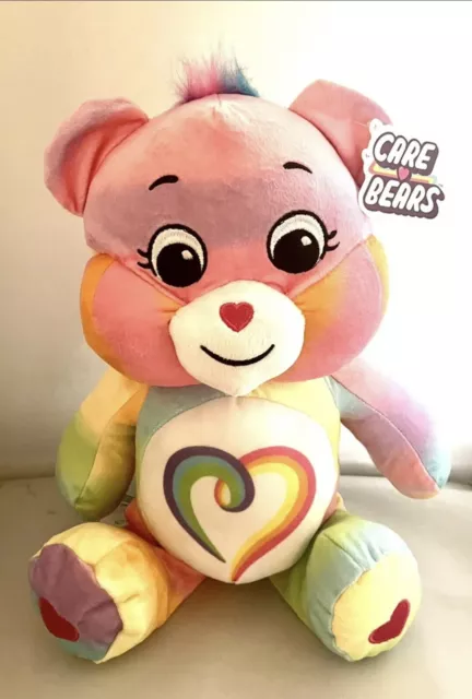 New 10” Pink Multicolored Care Bears Toughness Heart Bear Soft Plush Toy