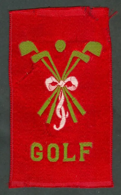 1915 GOLF Tobacco Silk SC12  CLUBS and Antique BALL Canadian ITC Card RED