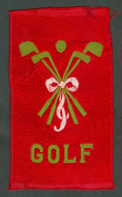 1915 GOLF Tobacco Silk SC12  CLUBS and Antique BALL Canadian ITC Card RED