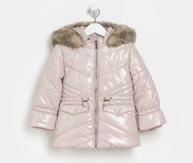 Mini Giacca Rosa Ragazza River Island 6-9mon Ava Cinched Outerwear Cappuccio Prezzo di vendita £40