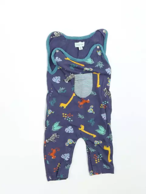 Lilly & Sid Baby Blue Cotton Babygrow One-Piece Size 3-6 Months - Animals