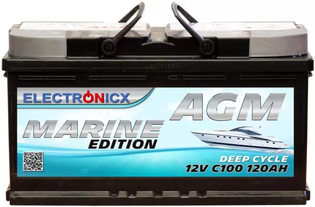 Electronicx Marine Edition Batterie AGM 120 AH 12V Boot Schiff Versorgungsbatter 2